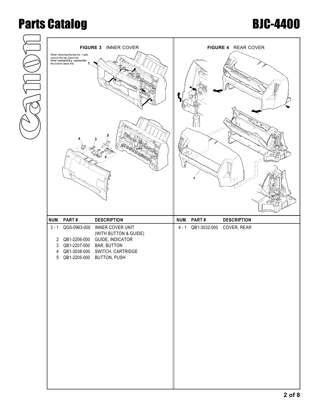 Canon BubbleJet BJC-4400 Parts Catalog Manual-2